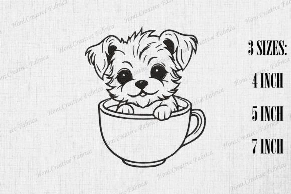 Review: Cute Yorkshire Terrier Dog in Coffee Cup Embroidery