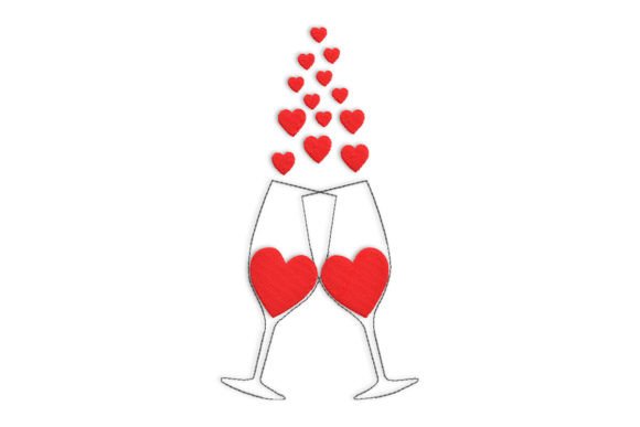 Reviewing Two Glasses with Hearts for Holiday Embroidery